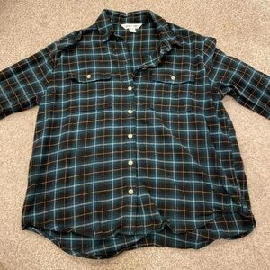 Old Navy Blue and Black Plaid Shirt